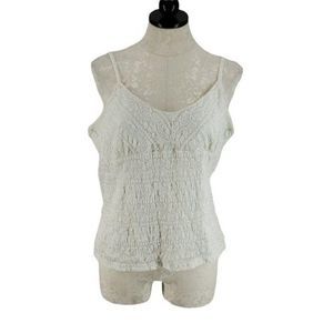 Pierre Cardin large‎ White lace  adjustable straps tank top